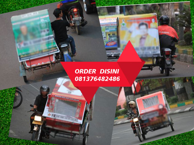 cetak tenda becak iklan promosi kampanye di Medan